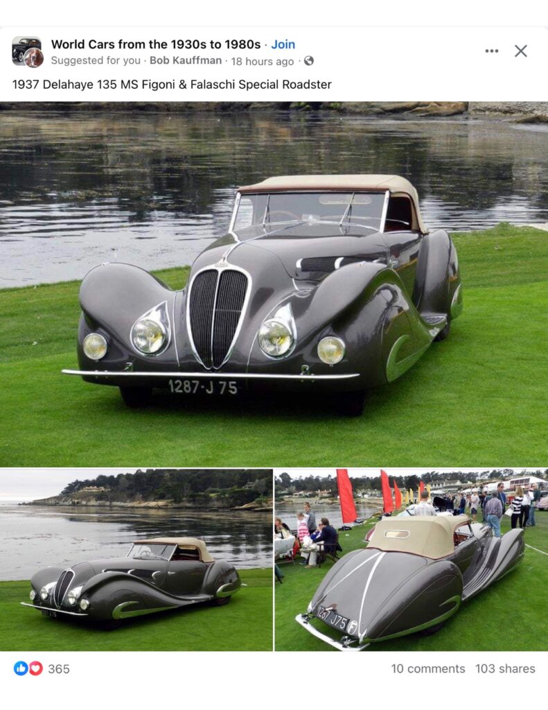 1937 DELAHAYE 135 MS Figoni and Falaschi Special Roadster FB