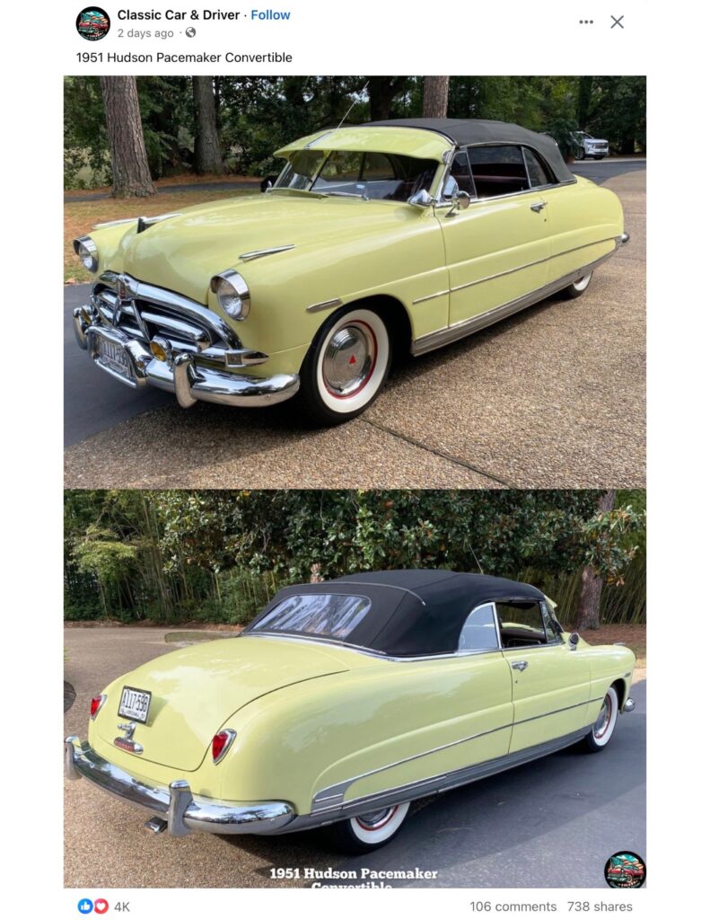 1951 HUDSON Pacemaker Convertible FB