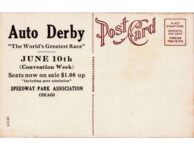 1915 8 7 Chicag,o ILL SPEEDWAY PARK Auto Derby postcard back screenshot