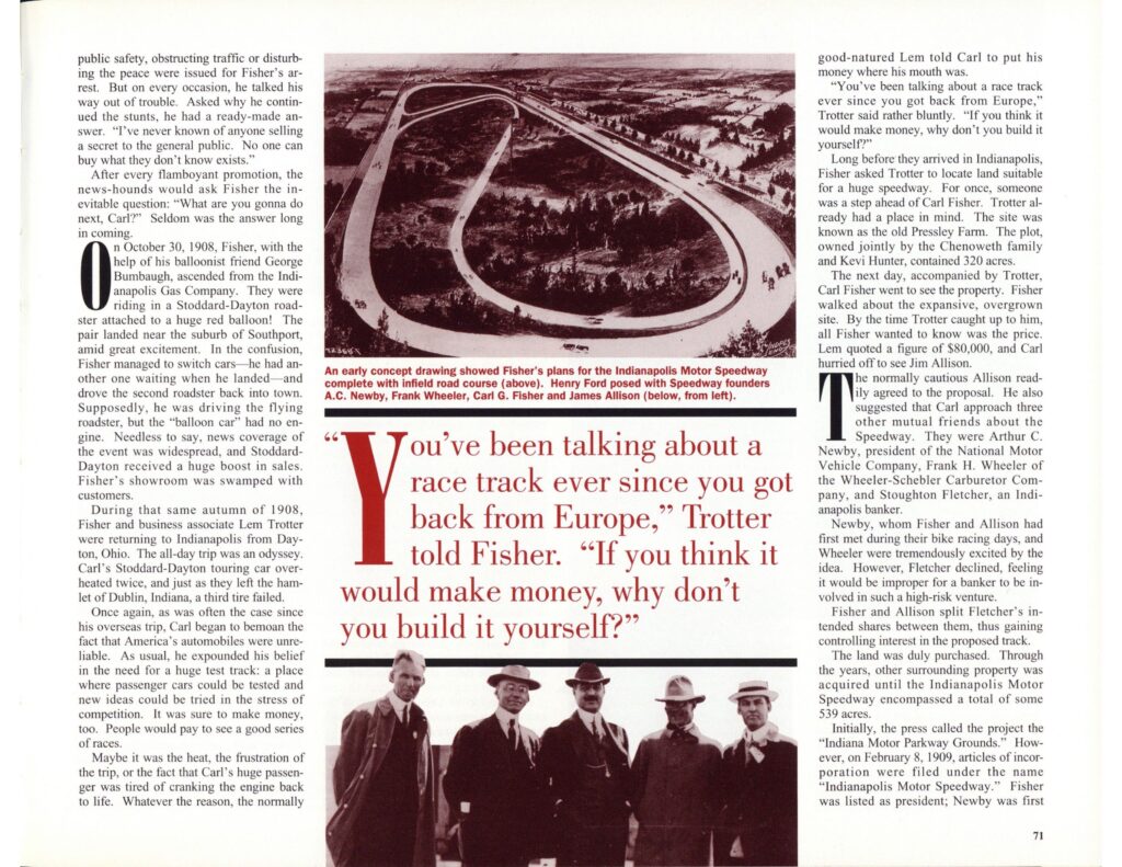CARL G. FISHER By L. Spencer Riggs article AUTOMOBILE Quarterly No. 2 ...