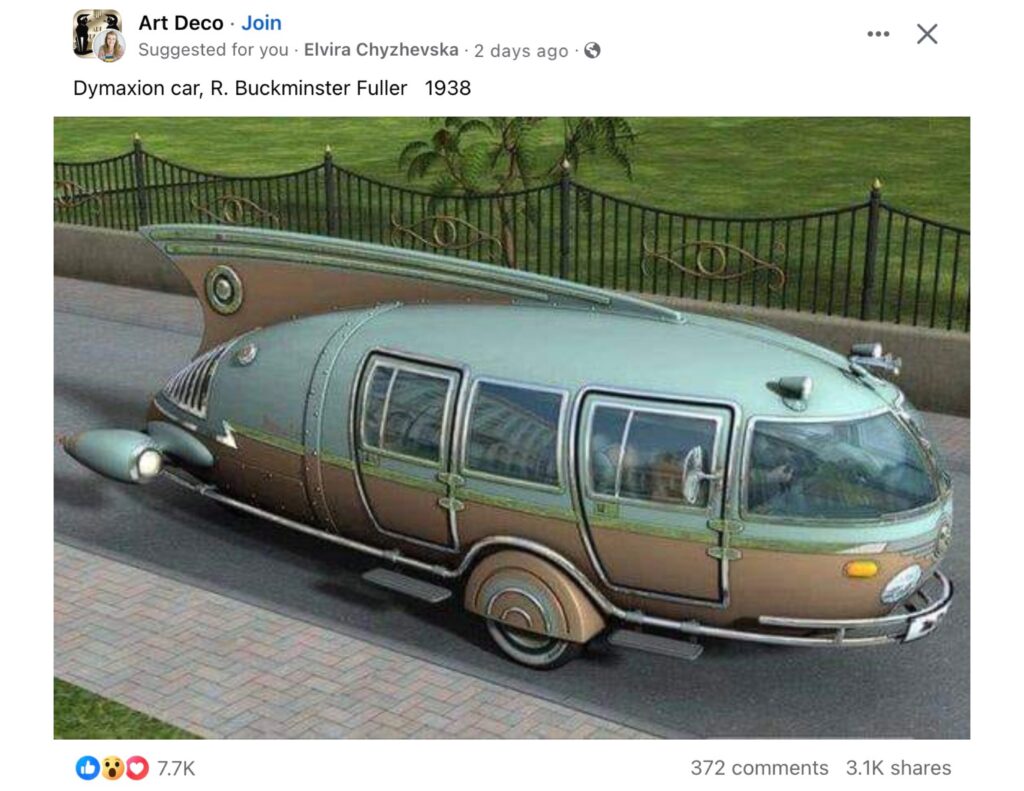 Dymaxion car R Buckminster Fuller 1938 FB