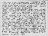 1912 1 7 1911 BERGDOLL Special Roadster FOR SALE The Philadelphia Inquirer 1912 01 07 page 32