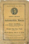 1915 5 1 Automobile Races Olympic Park Race Track “Matty” Matthews OFFICIAL PROGRAM 7″×10.5″ Front cover