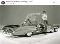 1950s ca. Concept rocket bubble car FB