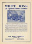 1908 12 3 WHITE WINS Los Angeles to Phoenix Road Race adMOTOR AGE 8.5″×11.25″ Inside front cover