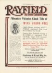 1910 6 29 RAYFIELD SUPREME The Better Carburetor Milwaukee Victories Clinch Title ad THE HORSELESS AGE 8.5″×12″ page 12