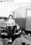 1950 ca. STUDEBAKER woman and puppy snapshot FB