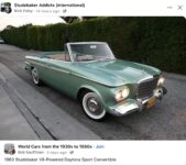 1963 STUDEBAKER V-8 Powered Daytona Sport Convertible FB