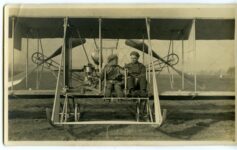 1912 Grover and Erwin in Grover’s 1911 WRIGHT Flyer Model B aeroplane Chester County Historical Society