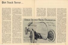 LOUIS DISBROW By J. L. Beardsley Profile of The Dirt Track Terror article Floyd Cylmer’s Auto Topics Dec 1966 FEATURES 8.5″x11″x2 page 16 & 17