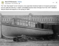 1906 Lake Minnetonka, MN Twin City Rapid Transit streetcar boat FB