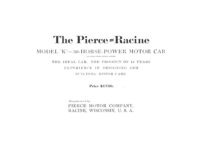 1911 PIERCE-RACINE – Model K 30hp Motor Car Catalog page 01 Cover hcfi.org