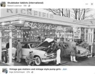 1952 ca. STUDEBAKER at gas station FB