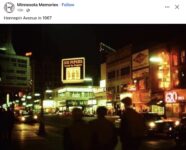 1967 Minneapolis, MN Hennepin Avenue at night FB