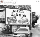 1970s Minneapolis, MN Becky’s Cafeteria FB