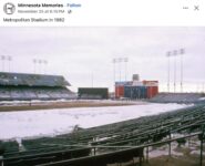1982 Bloomington, MN Metropolitan Stadium with snow FB