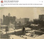 1924 Minneapolis, MN View from top of Nicollet Hotel FB