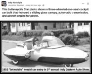 1952 Jetmobile model car concept Indy FB