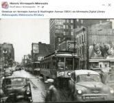 1954 Minneapolis, MN Streetcar on Hennepin Avenue & Washington Avenue FB