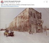 1970s Minneapolis, MN Del’s Tire Mart in winter FB