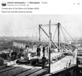 1883 Minneapolis, MN Stone Arch Bridge construction FB