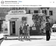 1982 Minneapolis, MN Band Box Hamburger Shop on South 10th Street FB