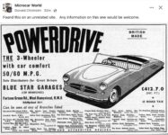 1950s ca. POWERDRIVE ad 3-Wheeler FB