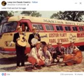 1960s ca. Lester Flatts and Earl Scruggs band and bus FB