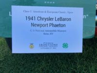 2025 9 27 Ironstone Concours Murphys, CAL 1941 CHRYSLER LeBaron Newport Phaeton sign