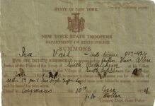 Ira Vail Jan 1924 New York State Trooper ticket