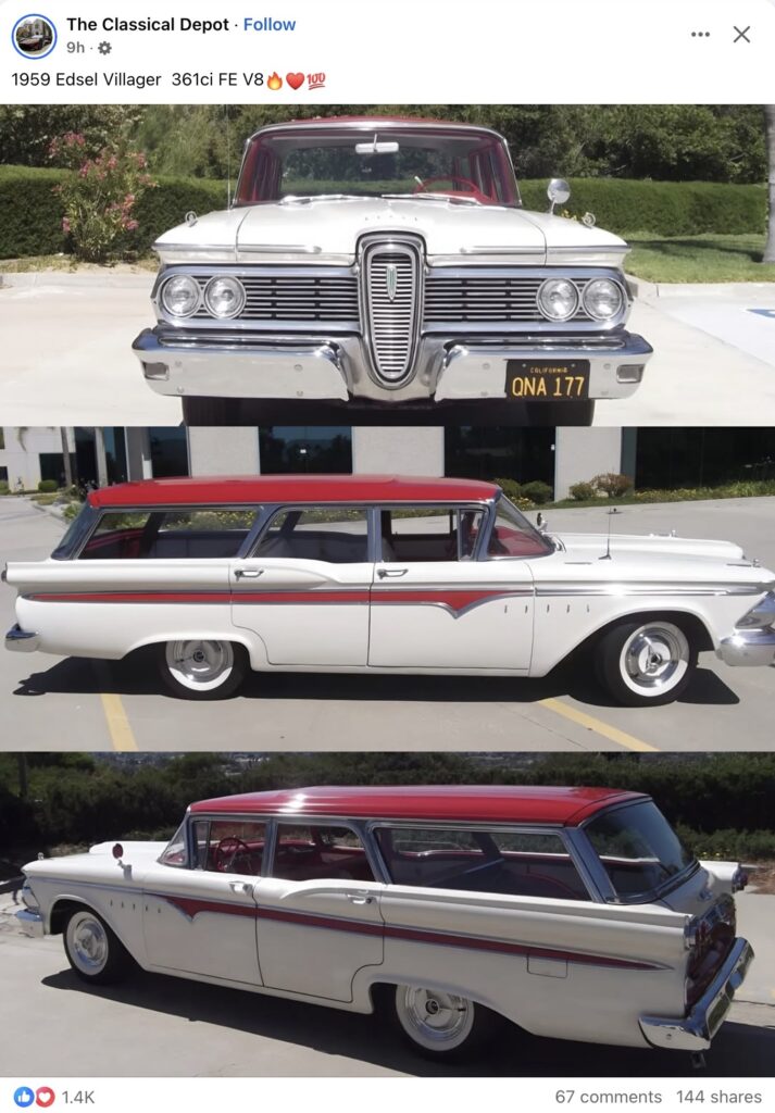 1959 EDSEL Villager FE V8 FB