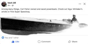 1920 ca. Carl Fisher’s speed boat FB