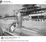 1930s ca. Indy 500 Mauri Rose and Borg-Warner Trophy FB