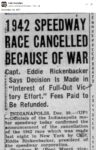 1942 Indy 500 SPEEDWAY RACE CANCELLED FB