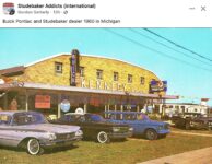 1960 BUICK PONTIAC STUDEBAKER dealership postcard FB