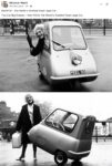 1960s ca. PEEL P50 3-Wheeler and gal FB