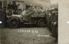 1908 New York to Paris Race ITALIAN CAR ES Lainson RPPC front screenshot
