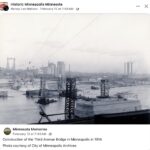 1914 Minneapolis, MN Third Avenue Bridge construction FB