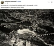 1951 Minneapolis, MN Aero view St. Anthony Falls FB