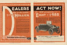 1915 10 7 HOLLIER EIGHT $985 ad MOTOR AGE 8.75″×12″ page 46 & 47