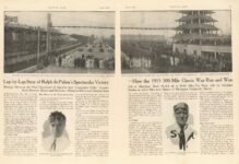 1915 6 3 Indy 500 Lap-by-Lap Story of Ralph dePalma’s Spectacular Victory — How the 500-MileClassic Was Run and Won By Harry A. Tarantous article MOTOR AGE 8.75″×11.75″ pages 12 & 13