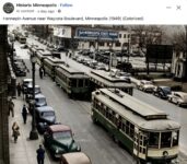 1949 Minneapolis, MN Streetcars Hennepin Avenue color FB